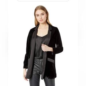 BB Dakota Black Crushed Velvet & Satin Tuxedo Blazer
